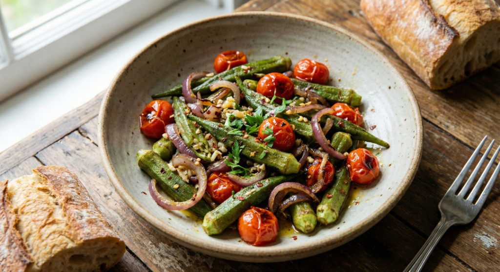 Sauteed Okra with Onions and Tomatoes