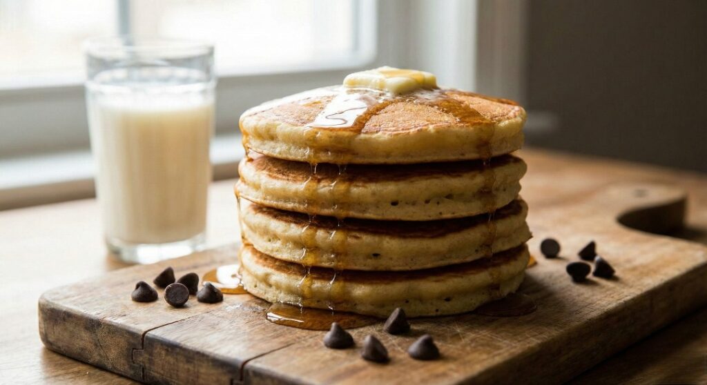 The Ultimate Healthy Flapjack Recipe: Fuel Your Body & Shed Pounds - Stack of healthy protein flapjacks with chocolate chips, perfect for a weight loss diet.