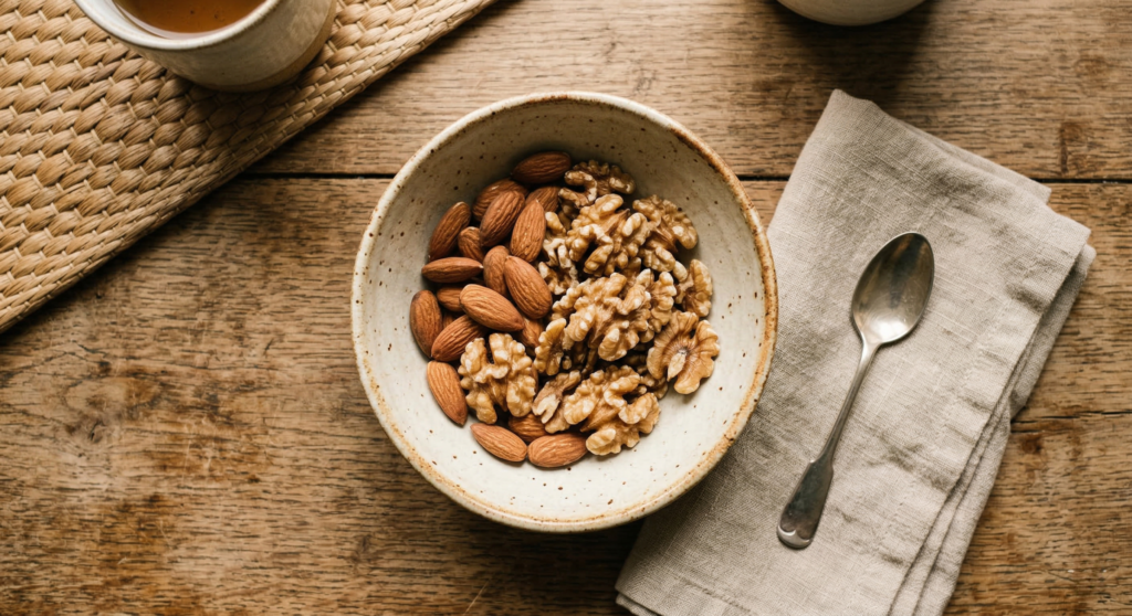 almonds and walnuts portion controlled night snack for fat loss